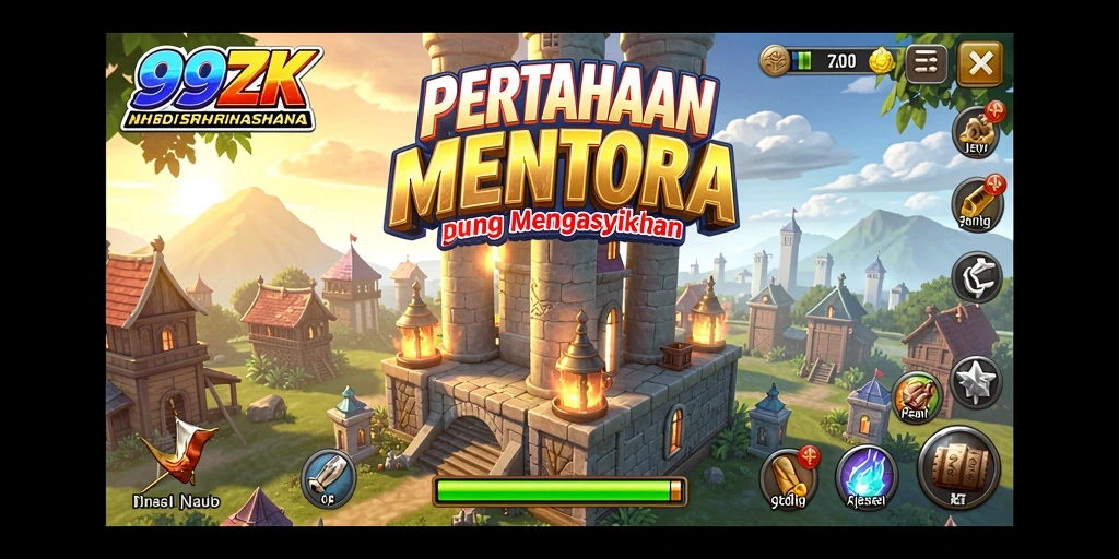 Tampilan screenshot 99ZK menampilkan aksi pertahanan menara yang menegangkan.