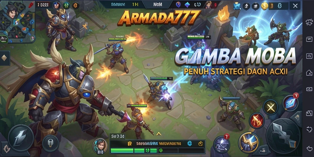 Tangkapan layar menampilkan aksi pertarungan seru dalam game MOBA.