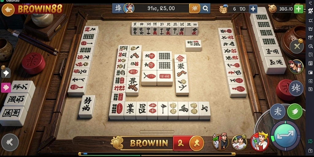 Tangkapan layar permainan BROWIN88 menampilkan momen seru saat bermain Mahjong.