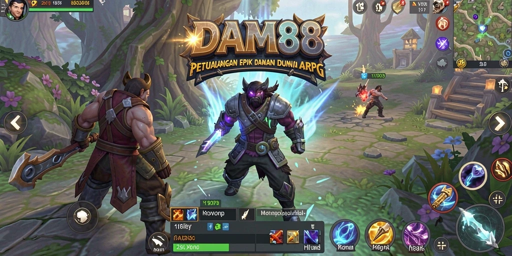 Screenshot gameplay DAM88 yang menunjukkan pertarungan epik dan eksplorasi dunia.