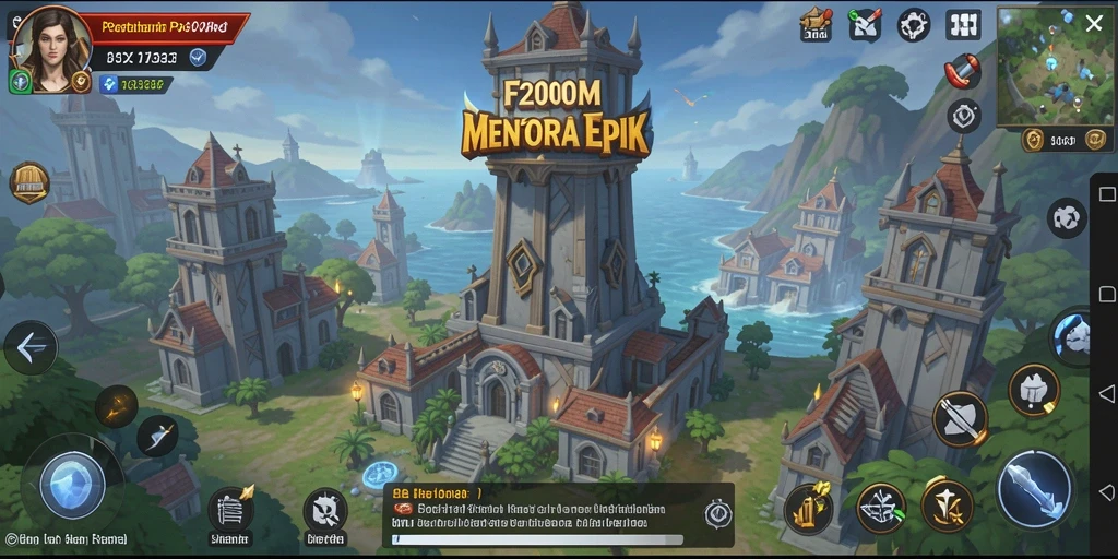 Screenshot F200M menampilkan gameplay menara pertahanan yang seru.