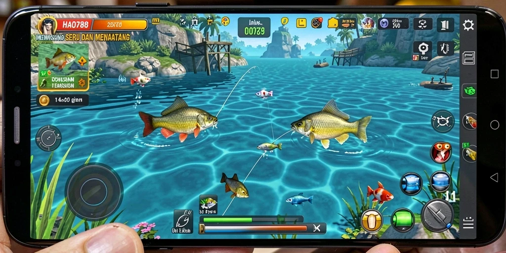 Tampilan gameplay HAO788 yang menampilkan aksi memancing seru.
