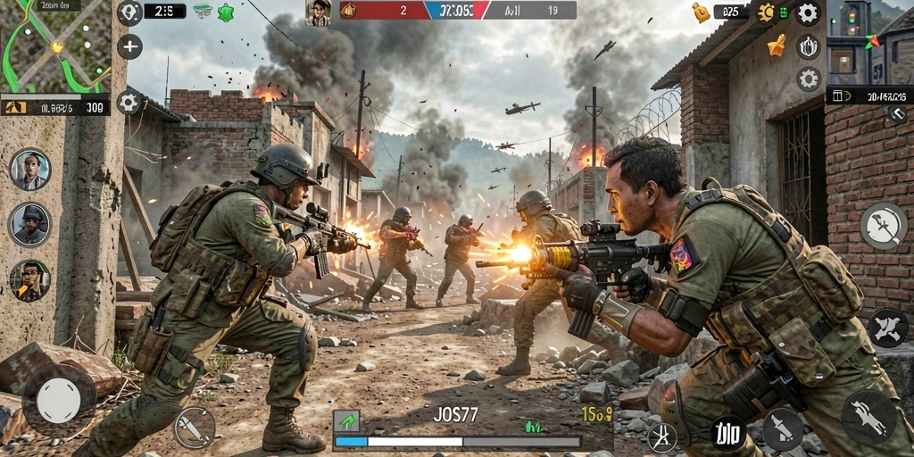 Gameplay JOS77 yang intens dengan pertarungan FPS penuh aksi.