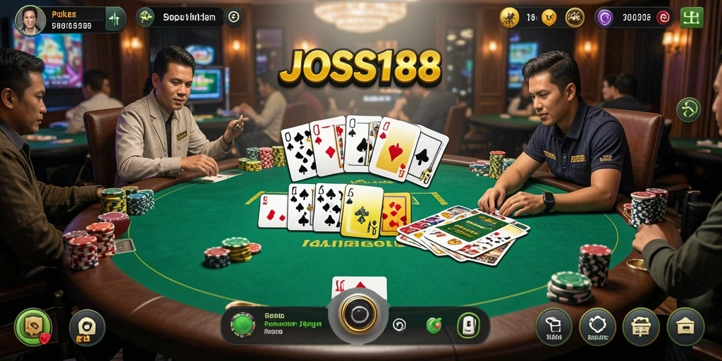 Tampilan gameplay Poker yang mendebarkan di JOSS188.