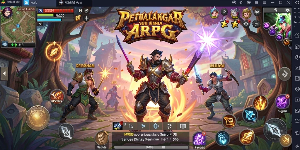 Screenshot gameplay MPO303 menunjukkan aksi pertarungan epik antara karakter dan monster.