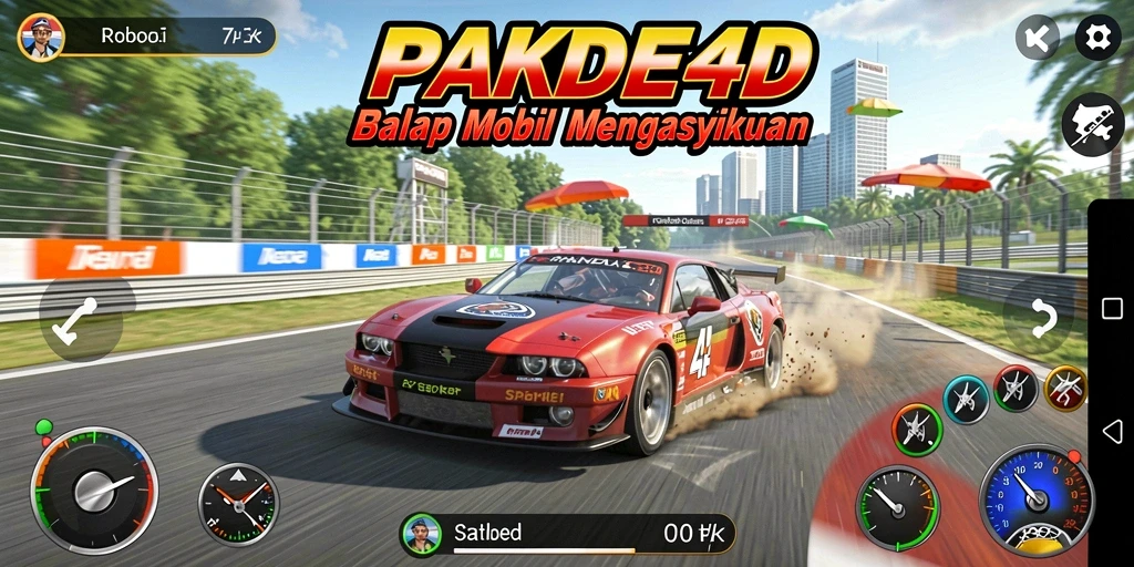 Gameplay balapan PAKDE4D yang seru dan mendebarkan.