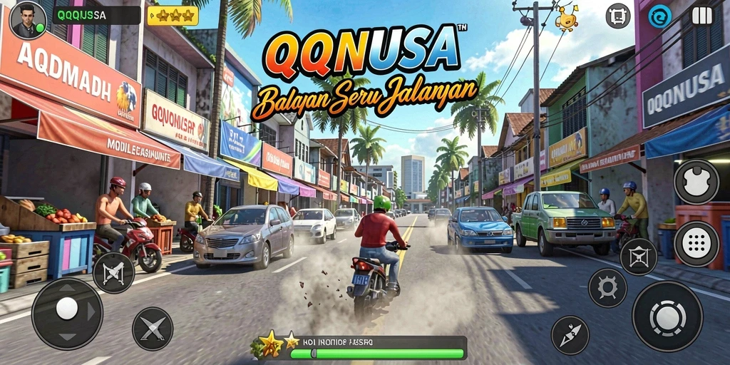 Gameplay balapan intens di lintasan QQNUSA.