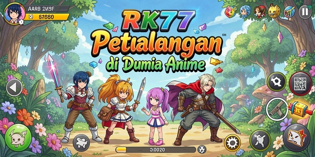 Tampilan menarik dari gameplay RK77 yang penuh warna dan karakter unik.
