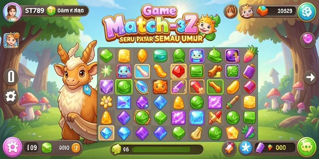 Tampilan gameplay ST789 yang menarik dan penuh tantangan Match-3.