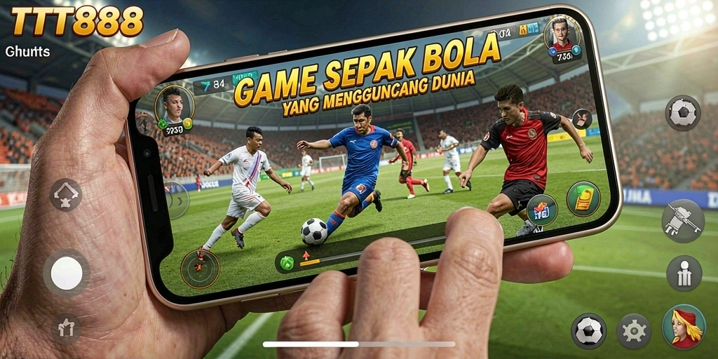 Screenshot gameplay TTT888 memperlihatkan pertandingan sepak bola yang mendebarkan.