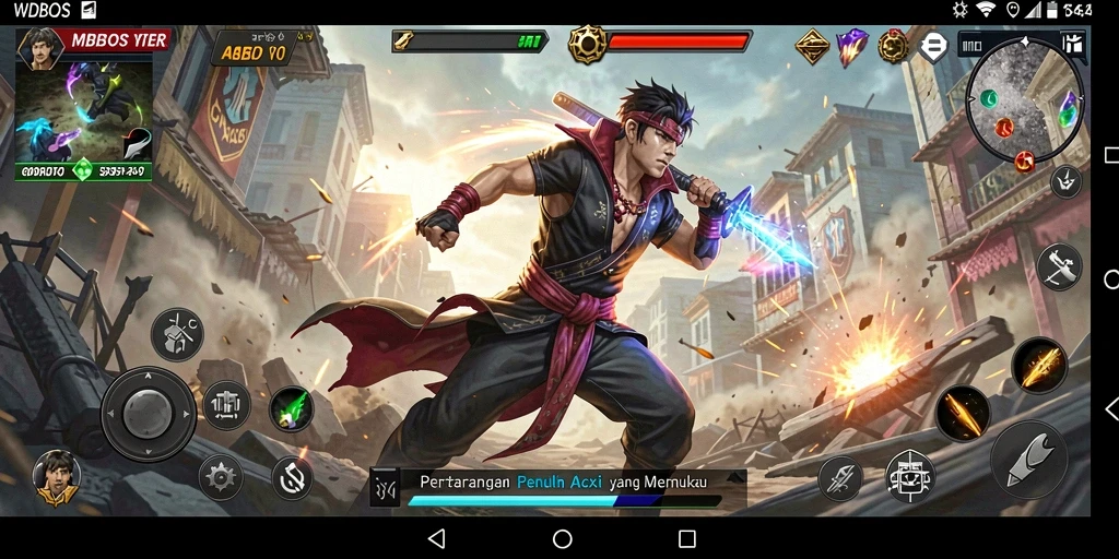 Screenshot gameplay WDBOS menampilkan aksi tempur yang intens.