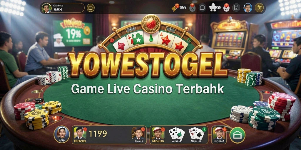 Tampilan gameplay YOWESTOGEL dengan dealer langsung di kasino.
